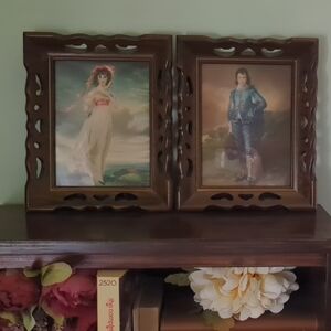 Vintage Wooden Picture Frame Set - Pinkie And Blue Boy